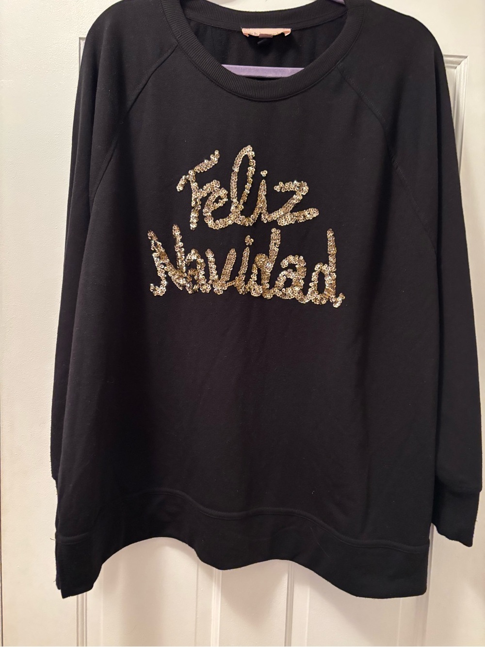Philosophy Black Sweatshirt with Gold Sequin "Feliz Navidad"
2X